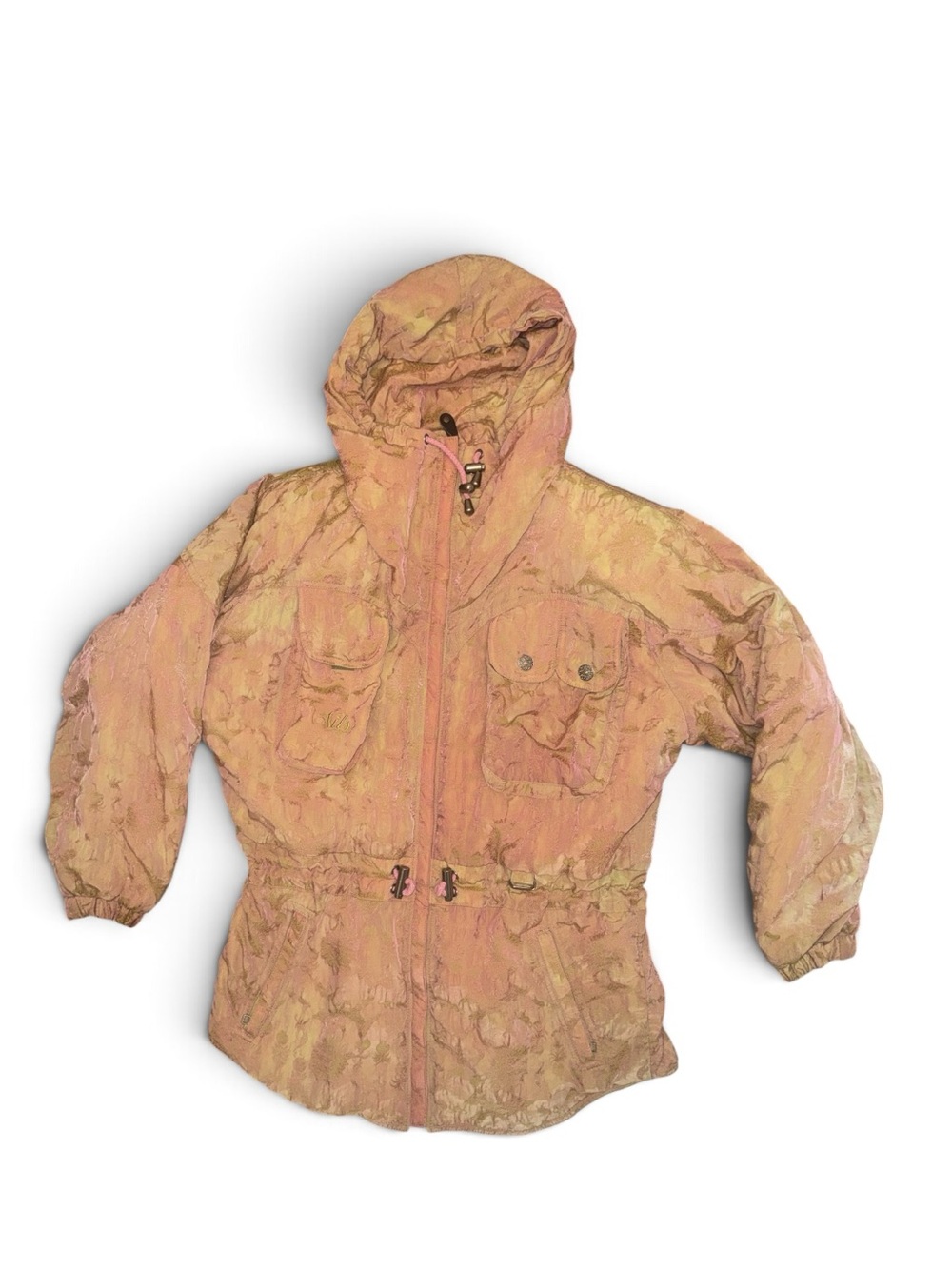 Nils Women’s Size 8 Floral Peachy Pink & Green Ski Jacket Cold Weather Outerwear